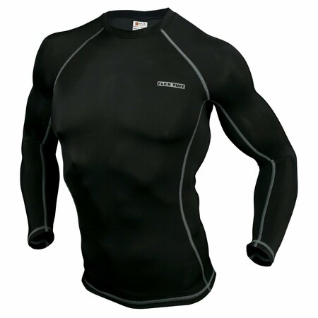 MCR SAFETY Garments, FlexTuff, Long Sleeve, Undershirt, Black X4 LFTU707X4